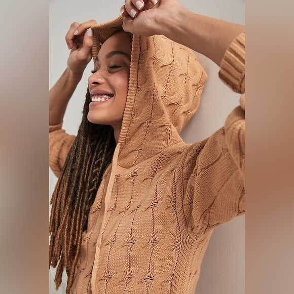 Anthropologie Saturday Sunday cable knit sweater hoodie - Picture 4 of 5